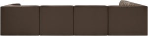 Meridian Furniture Rummi Six Piece Channel Tufted Modular Sectional Brown Velvet Performance Fabric 660Brown-Sec6B