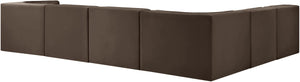 Meridian Furniture Rummi Six Piece Channel Tufted Modular Sectional Brown Velvet Performance Fabric 660Brown-Sec6B