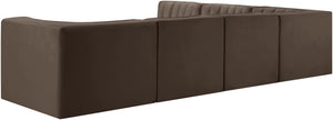 Meridian Furniture Rummi Six Piece Channel Tufted Modular Sectional Brown Velvet Performance Fabric 660Brown-Sec6B