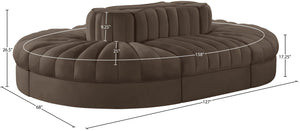 Meridian Furniture Rummi Six Piece Modular Sectional Channel Tufted Brown Velvet Performance Fabric Sofa 660Brown-Sec6C