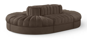 Meridian Furniture Rummi Six Piece Modular Sectional Channel Tufted Brown Velvet Performance Fabric Sofa 660Brown-Sec6C