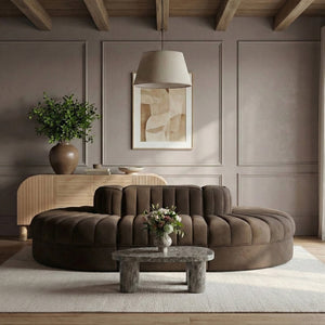 Meridian Furniture Rummi Six Piece Modular Sectional Channel Tufted Brown Velvet Performance Fabric Sofa 660Brown-Sec6C