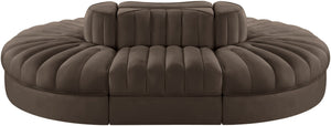 Meridian Furniture Rummi Six Piece Modular Sectional Channel Tufted Brown Velvet Performance Fabric Sofa 660Brown-Sec6C