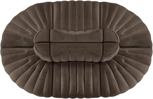Meridian Furniture Rummi Six Piece Modular Sectional Channel Tufted Brown Velvet Performance Fabric Sofa 660Brown-Sec6C