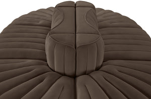 Meridian Furniture Rummi Six Piece Modular Sectional Channel Tufted Brown Velvet Performance Fabric Sofa 660Brown-Sec6C
