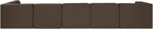 Meridian Furniture Rummi Six Piece Modular Sectional Brown Velvet Channel Tufted Contemporary Sofa 660Brown-Sec6E