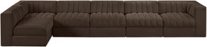 Meridian Furniture Rummi Six Piece Modular Sectional Brown Velvet Channel Tufted Contemporary Sofa 660Brown-Sec6E