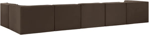 Meridian Furniture Rummi Six Piece Modular Sectional Brown Velvet Channel Tufted Contemporary Sofa 660Brown-Sec6E