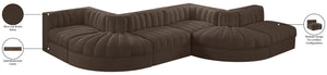 Meridian Furniture Rummi Channel Tufted Velvet Six Piece Modular Sectional for Spacious Living Rooms 660Brown-Sec6F