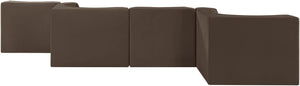 Meridian Furniture Rummi Channel Tufted Velvet Six Piece Modular Sectional for Spacious Living Rooms 660Brown-Sec6F
