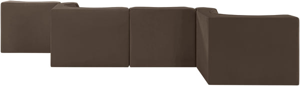 Meridian Furniture Rummi Channel Tufted Velvet Six Piece Modular Sectional for Spacious Living Rooms 660Brown-Sec6F