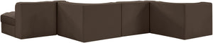 Meridian Furniture Rummi Channel Tufted Velvet Six Piece Modular Sectional for Spacious Living Rooms 660Brown-Sec6F