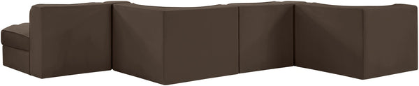 Meridian Furniture Rummi Channel Tufted Velvet Six Piece Modular Sectional for Spacious Living Rooms 660Brown-Sec6F