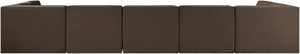 Meridian Furniture Rummi Seven Piece Modular Sectional with Channel Tufting in Velvet Performance Fabric 660Brown-Sec7B