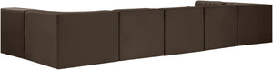 Meridian Furniture Rummi Seven Piece Modular Sectional with Channel Tufting in Velvet Performance Fabric 660Brown-Sec7B