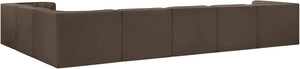 Meridian Furniture Rummi Seven Piece Modular Sectional Brown Velvet Channel Tufted Living Room Sofa 660Brown-Sec7C