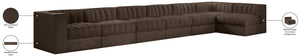 Meridian Furniture Rummi Seven Piece Modular Sectional Brown Velvet Channel Tufted Contemporary Sofa 660Brown-Sec7D