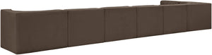 Meridian Furniture Rummi Seven Piece Modular Sectional Brown Velvet Channel Tufted Contemporary Sofa 660Brown-Sec7D
