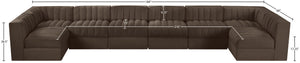 Meridian Furniture Rummi Eight Piece Channel Tufted Velvet Modular Sectional for Spacious Living Rooms 660Brown-Sec8A