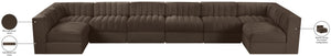 Meridian Furniture Rummi Eight Piece Channel Tufted Velvet Modular Sectional for Spacious Living Rooms 660Brown-Sec8A