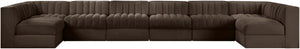 Meridian Furniture Rummi Eight Piece Channel Tufted Velvet Modular Sectional for Spacious Living Rooms 660Brown-Sec8A