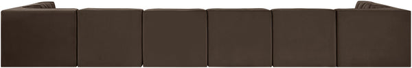Meridian Furniture Rummi Eight Piece Channel Tufted Velvet Modular Sectional for Spacious Living Rooms 660Brown-Sec8A