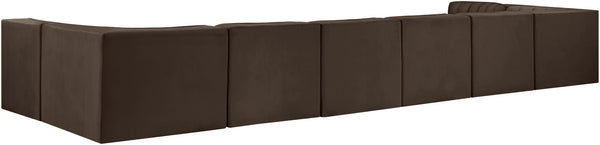 Meridian Furniture Rummi Eight Piece Channel Tufted Velvet Modular Sectional for Spacious Living Rooms 660Brown-Sec8A