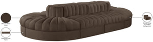 Meridian Furniture Rummi Eight Piece Modular Sectional Brown Velvet Channel Tufted Contemporary Sofa 660Brown-Sec8B