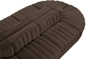 Meridian Furniture Rummi Eight Piece Modular Sectional Brown Velvet Channel Tufted Contemporary Sofa 660Brown-Sec8B