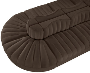 Meridian Furniture Rummi Eight Piece Modular Sectional Brown Velvet Channel Tufted Contemporary Sofa 660Brown-Sec8B