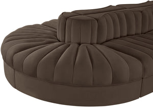 Meridian Furniture Rummi Eight Piece Modular Sectional Brown Velvet Channel Tufted Contemporary Sofa 660Brown-Sec8B