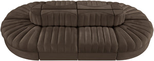 Meridian Furniture Rummi Eight Piece Modular Sectional Brown Velvet Channel Tufted Contemporary Sofa 660Brown-Sec8B