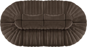 Meridian Furniture Rummi Eight Piece Modular Sectional Brown Velvet Channel Tufted Contemporary Sofa 660Brown-Sec8B