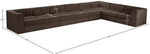 Meridian Furniture Rummi Channel Tufted Velvet Performance Fabric 8 Piece Modular Sectional Sofa 660Brown-Sec8C