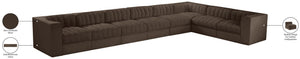 Meridian Furniture Rummi Channel Tufted Velvet Performance Fabric 8 Piece Modular Sectional Sofa 660Brown-Sec8C