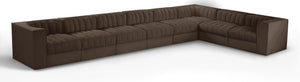 Meridian Furniture Rummi Channel Tufted Velvet Performance Fabric 8 Piece Modular Sectional Sofa 660Brown-Sec8C