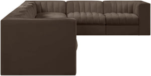 Meridian Furniture Rummi Channel Tufted Velvet Performance Fabric 8 Piece Modular Sectional Sofa 660Brown-Sec8C