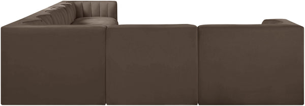 Meridian Furniture Rummi Channel Tufted Velvet Performance Fabric 8 Piece Modular Sectional Sofa 660Brown-Sec8C