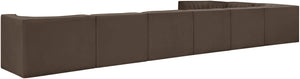 Meridian Furniture Rummi Channel Tufted Velvet Performance Fabric 8 Piece Modular Sectional Sofa 660Brown-Sec8C