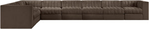 Meridian Furniture Rummi Channel Tufted Velvet Performance Fabric 8 Piece Modular Sectional Sofa 660Brown-Sec8C
