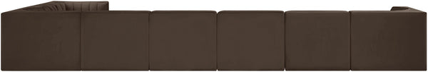 Meridian Furniture Rummi Channel Tufted Velvet Performance Fabric 8 Piece Modular Sectional Sofa 660Brown-Sec8C