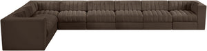Meridian Furniture Rummi Channel Tufted Velvet Performance Fabric 8 Piece Modular Sectional Sofa 660Brown-Sec8C