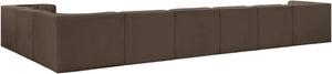 Meridian Furniture Rummi Channel Tufted Velvet Performance Fabric 8 Piece Modular Sectional Sofa 660Brown-Sec8C