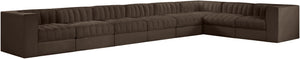 Meridian Furniture Rummi Channel Tufted Velvet Performance Fabric 8 Piece Modular Sectional Sofa 660Brown-Sec8C