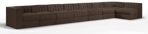 Meridian Furniture Rummi Eight Module Velvet Performance Sectional with Channel Tufting for Open Living 660Brown-Sec8D