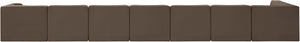 Meridian Furniture Rummi Eight Module Velvet Performance Sectional with Channel Tufting for Open Living 660Brown-Sec8D
