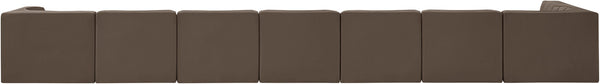 Meridian Furniture Rummi Eight Module Velvet Performance Sectional with Channel Tufting for Open Living 660Brown-Sec8D