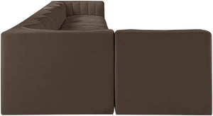 Meridian Furniture Rummi Eight Module Velvet Performance Sectional with Channel Tufting for Open Living 660Brown-Sec8D