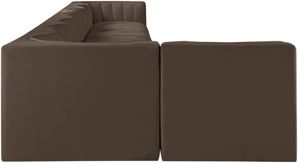 Meridian Furniture Rummi Eight Module Velvet Performance Sectional with Channel Tufting for Open Living 660Brown-Sec8D