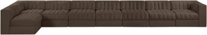 Meridian Furniture Rummi Eight Module Velvet Performance Sectional with Channel Tufting for Open Living 660Brown-Sec8D